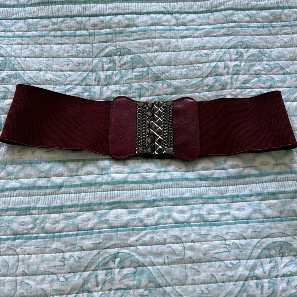 Wine red elastic waist belt